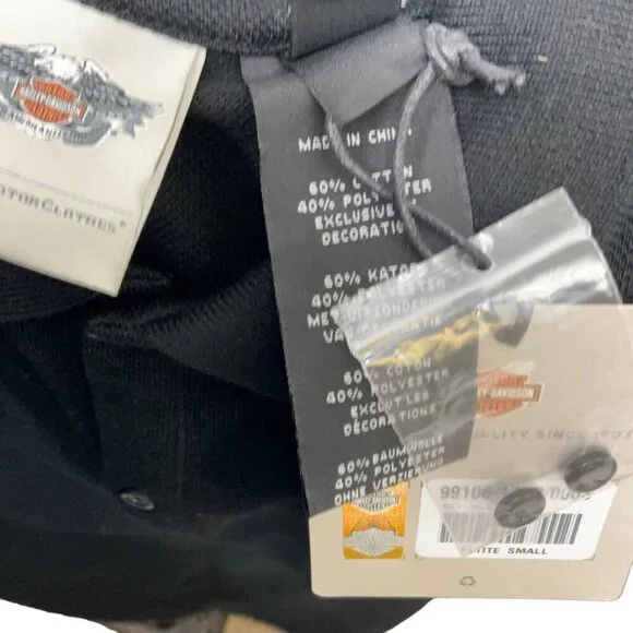 HARLEY-DAVIDSON Size S Black Polo Shirt Button Pullover - Picture 4 of 4